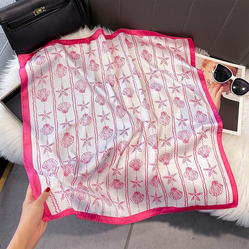 70x70cm Lightweight Silk-Look Square Scarf Women French Chic Hair Band Office Accessory Viscose 96%