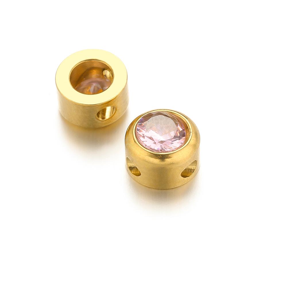 10pcs Stainless Steel 6mm Round Zircon Loose Spacer Beads for Jewelry Findings DIY Necklace Bracelets Supplies Earrings Making