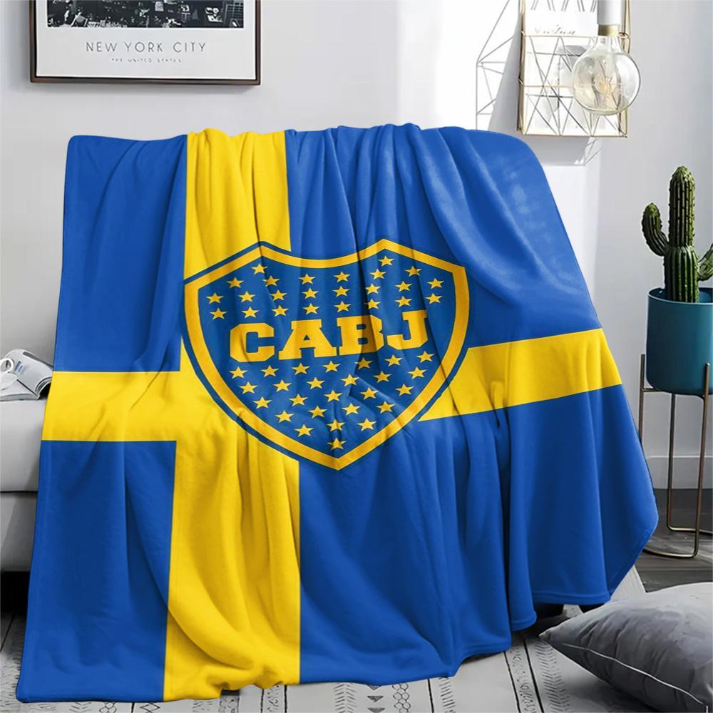 1Pc Boca Juniors Print Flannel Blanket High Quality Warm Comfortable Cover for All Seasons Perfect for Gifts Home Decor