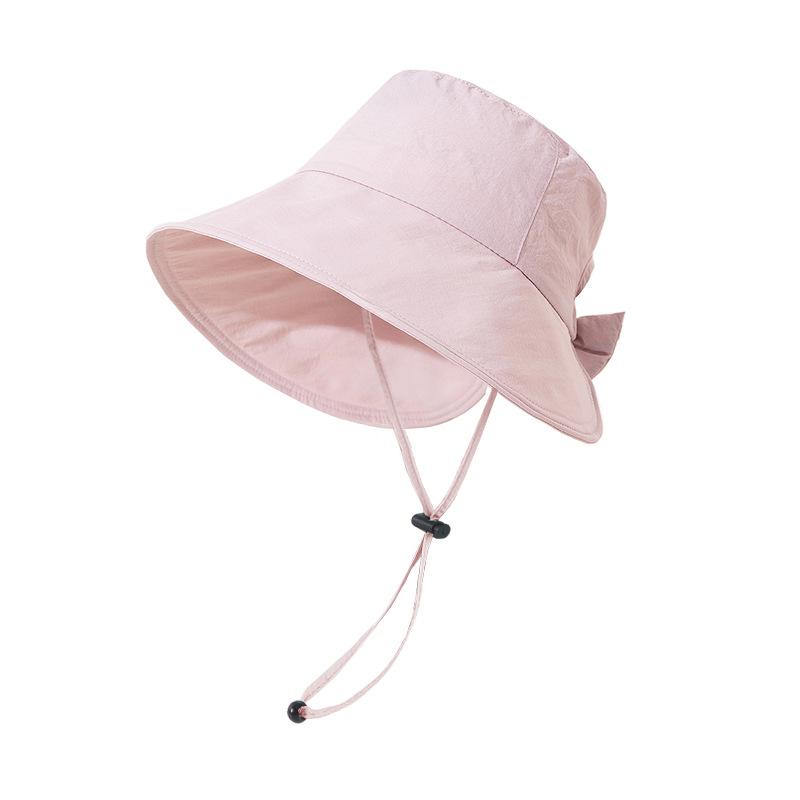Summer Sun Protection Hat Women's Outdoor UV Protection Sun Hat with Ponytail Hole Hat Women's Big Eaves Show Face Small Bucket Hat