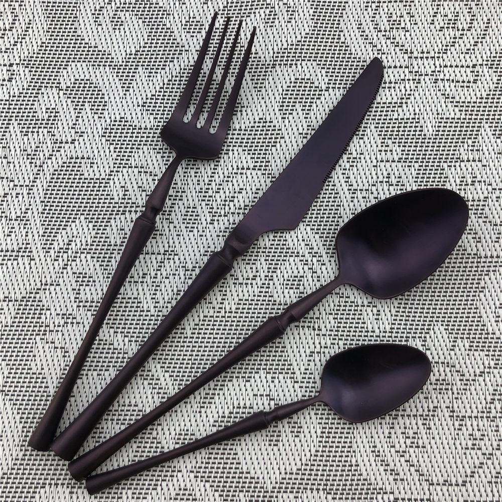 Purple Cutlery Stainless St Steel Matte Polishing Black Dinnerware Set Tableware Dinner Knife Fork Soup Kitchen Accessories