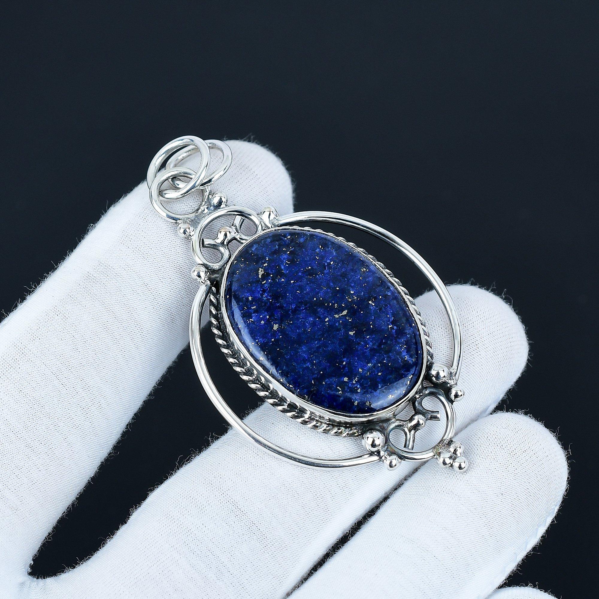 

Подвеска из лазурита, подвеска из стерлингового серебра 925 пробы, великолепная подвеска из синего камня, подвеска из драгоценных камней, женская подвеска, подарок на все случаи жизни 6.5 Cm синий