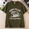 Funny Opossum T Shirt Sorry Im Late I Was Dilly Dallying Tee Retro Possum TShirt Animal Graphic Tee Cotton Short Sleeve