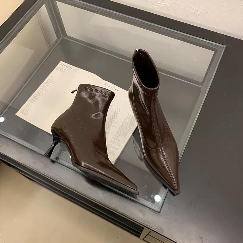 Ladies Shoes  High Quality Back Zipper Women's Boots Fashion Office and Career Sexy Pointed Toe Best Seller Ankle Boots