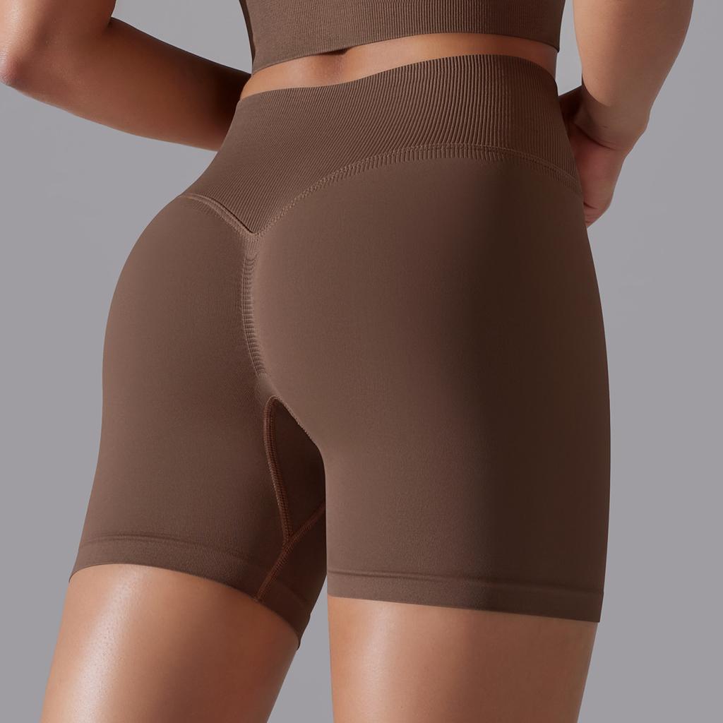 Seamless Solid-color High-waisted Hip-lifting Tight High-elastic Yoga Shorts For Sports, Running, And Fitness, Women's Three-quarter Length Pants