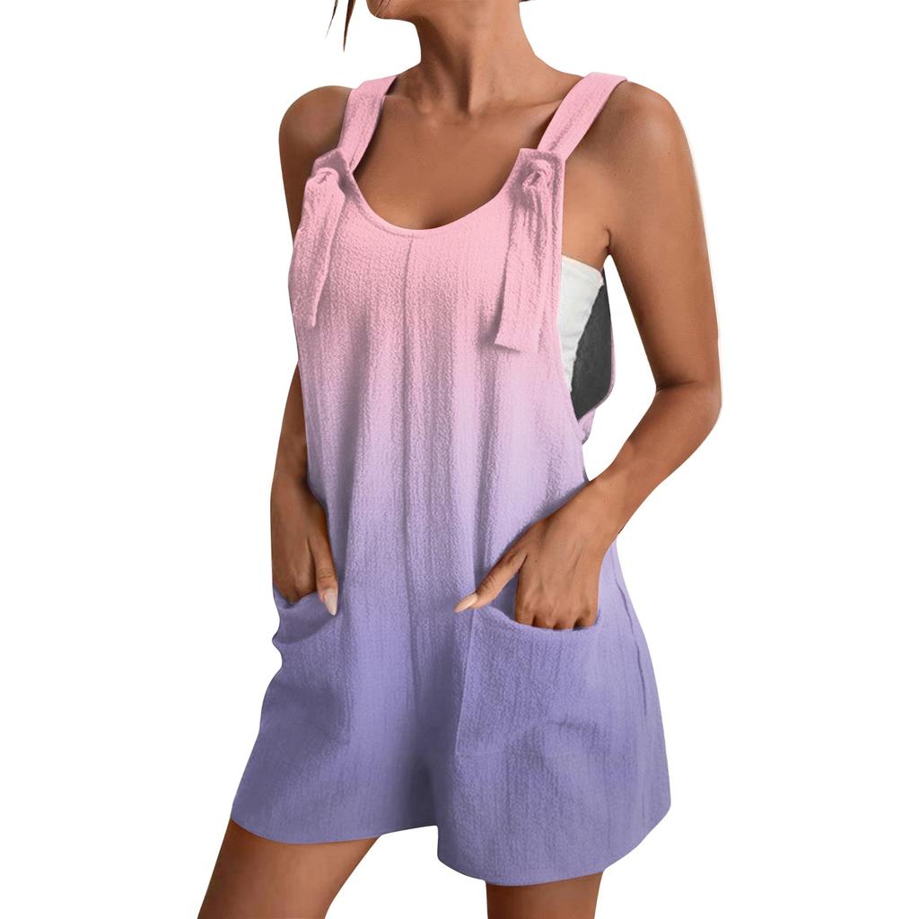Women's Fashion Gradient Printed Jumpsuit Casual Jumpsuit Shorts