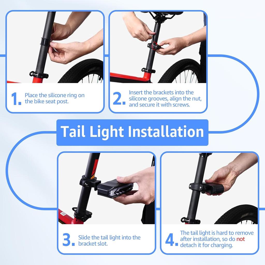 NineLeaf Smart Bike Tail Light with Turn Signals and Brake Light, Anti-Theft Bicycle Alarm Tail Light with Electric Bell and Automatic Brake