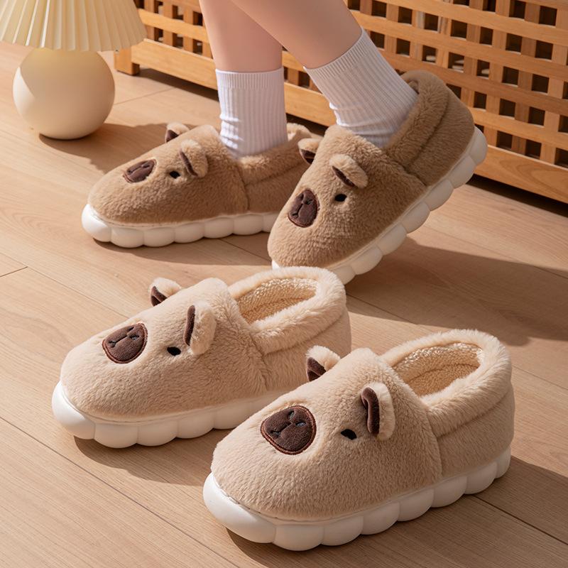 Cotton slippers autumn and winter home cotton shoes bag heel wool slippers warm and velvet thick-soled couple cotton mop