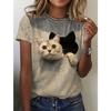 Women's 3d Cute Cat Print T Shirt Fashion Womens Tees Y2k Tops Harujuku Kawaii Oversized Summer O-Neck Top Female Clothing