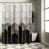 Modern Geometric Hexagon Shower Curtain Set Elegant Metallic White Black Design with Water-Resistant Fabric for Bath Decorations