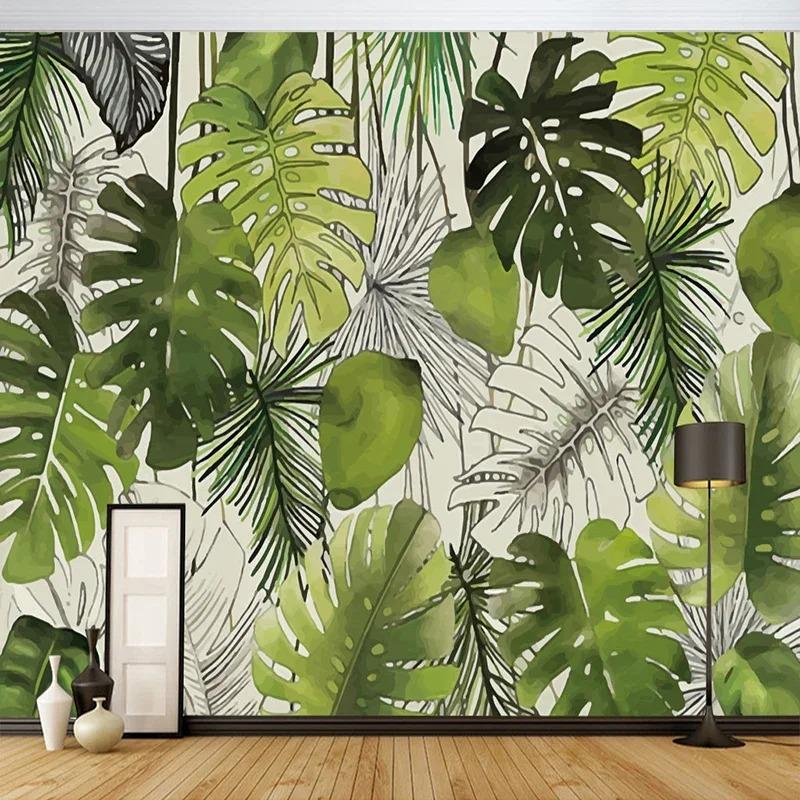 Modern Simple 3d Wallpaper Banana Leaf Mural Living Room Restaurant Cafe Background Wall Murals Home Decor