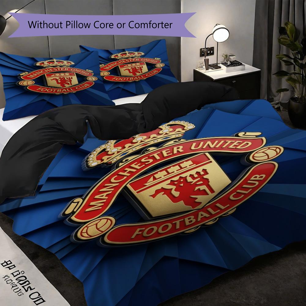 Emblema Manchester Glory Set da tre pezzi (1 * copripiumino + 2 * federa, senza nucleo) Set biancheria da letto 2D Piatto Regalo di Natale Compleanno
