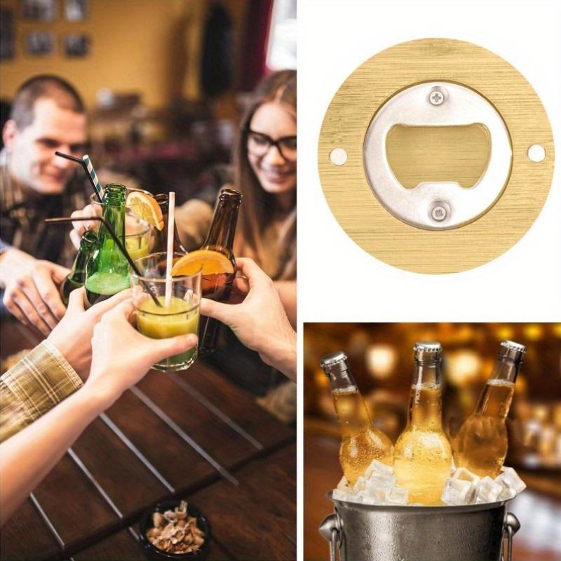 3-Piece Bamboo Beer Bottle Openers With Fridge Magnet - Easy Grip, Round Coaster Design For Home Bar Decor & Wedding Favors