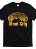 A Stylish Women'S Tee Featuring a Cool Design of The Pittsburgh Skyline And Foot