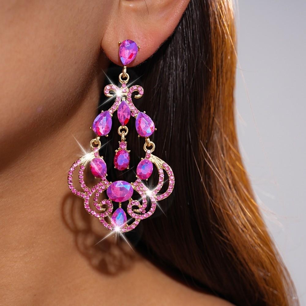 Exaggerated Rhinestone Drop Earrings Exquisite Statement Earrings  Anniversary