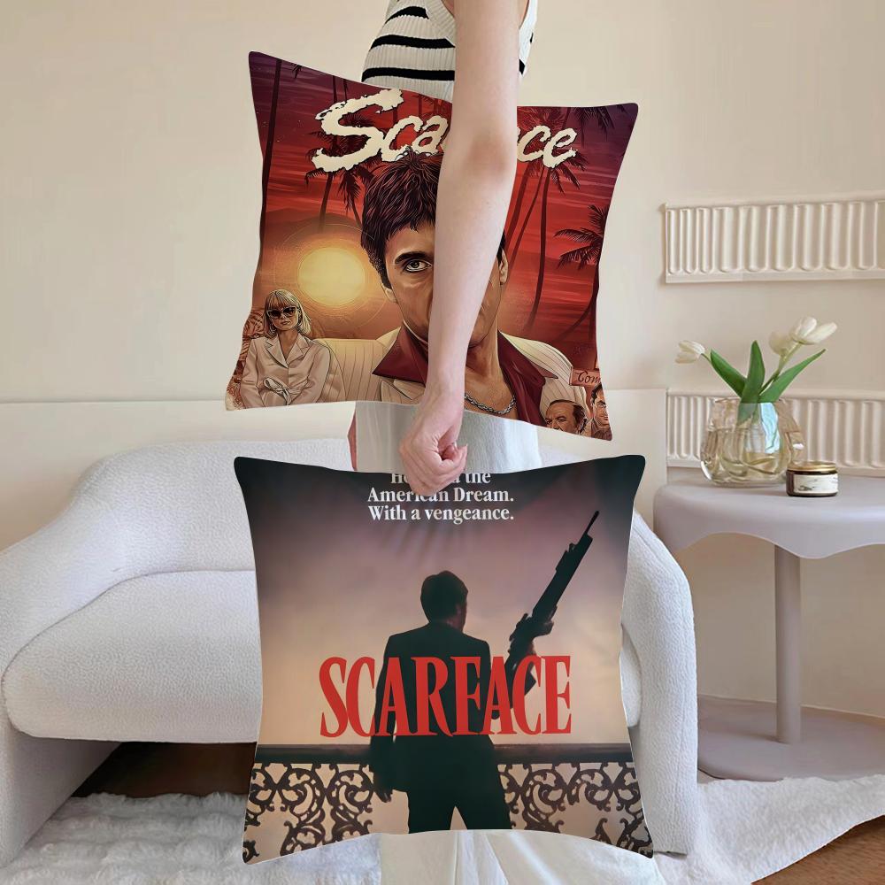 S-Scarface A-Al Pacinos Cushion Cover Pillowcase Short Plush Invisible Zipper Room Sofa Cushion Cover