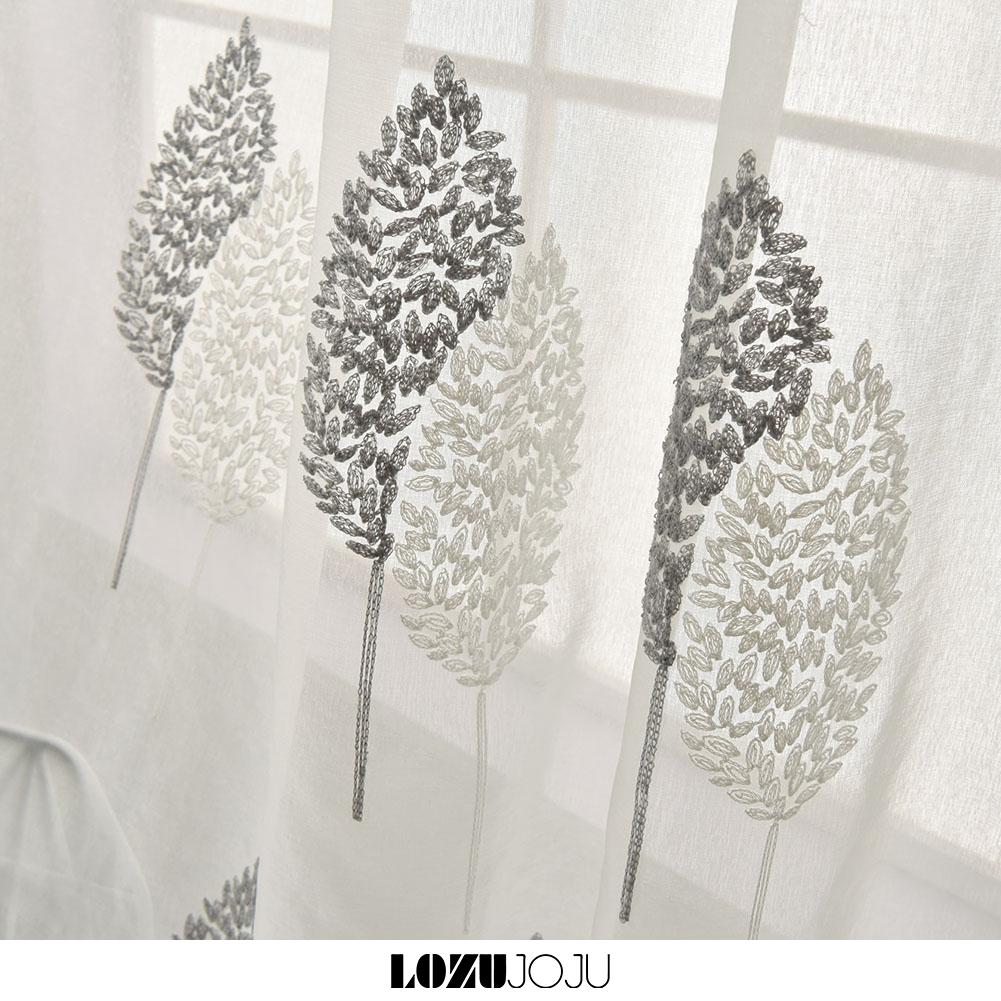 

1 шт., серые листья, вышитые стильные европейские жалюзи для гостиной, вдова, занавеска, оконная занавеска LOZUJOJU W100cm x L200cm белый
