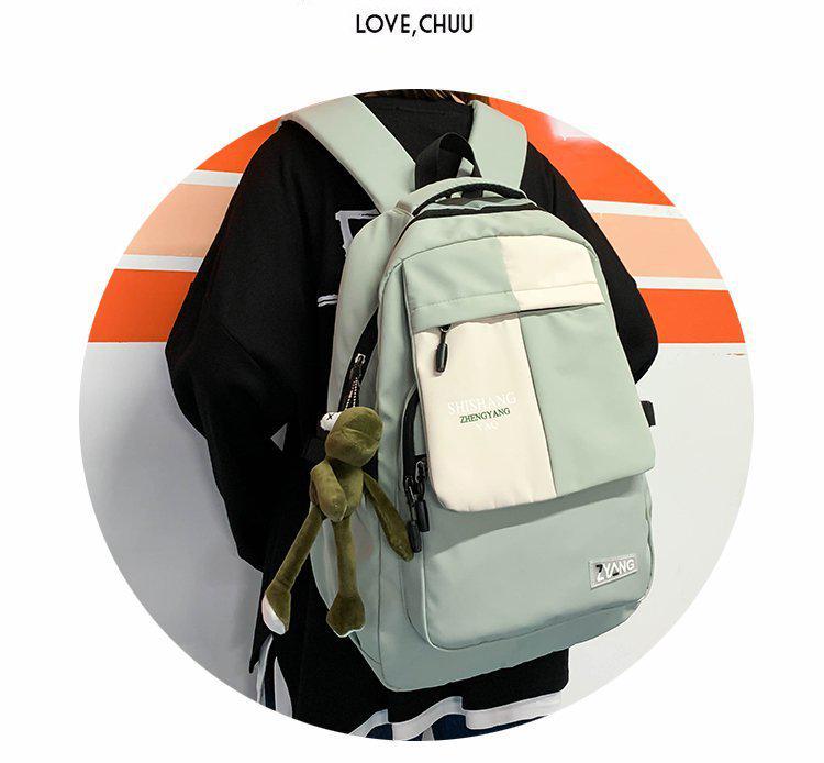 Harajuku Style Color Block Backpack: Unisex Korean Version for High School and College Students