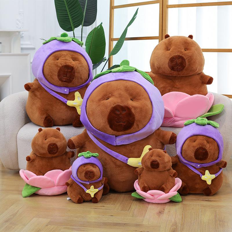 New lotus eggplant hat backpack capybara doll ugly cute kapibara dolphin boy plush toy grab machine