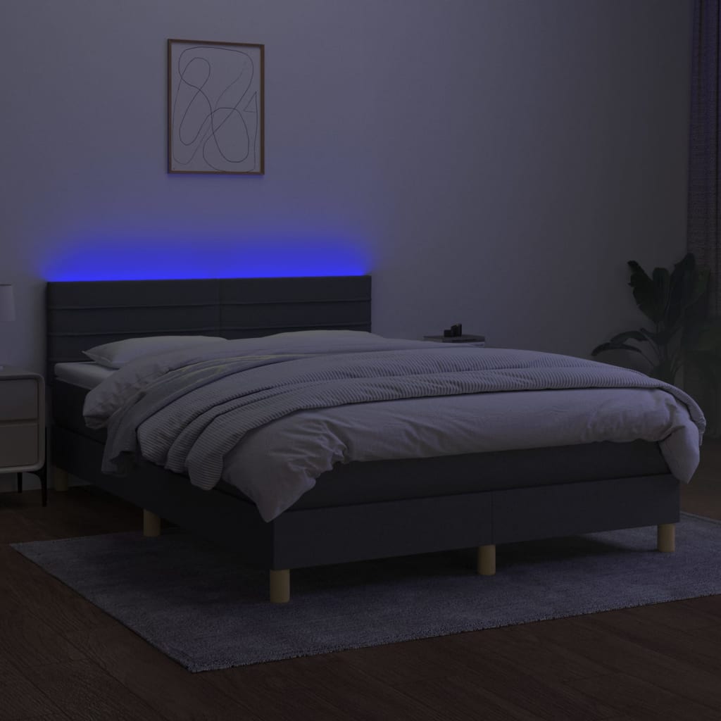 Vidaxl Letto Continentale Con Materasso, Tessuto Grigio Scuro, 140X190Cm