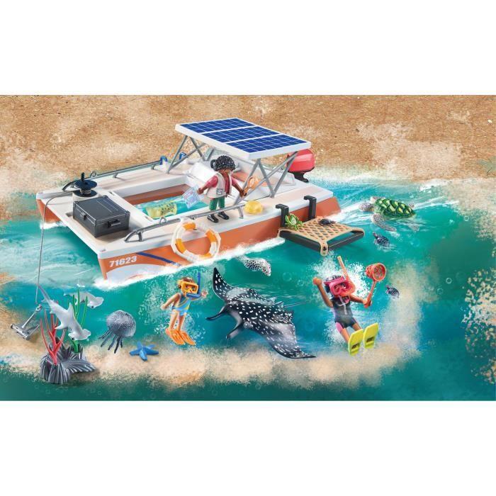 PLAYMOBIL 71623 Bateau de surveillance des récifs coralliens, 67 pièces, Dès 4 ans