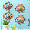 2 Piezas de Arte de Pared de Madera con Forma de Pez Escultura de Pez Tropical Adorno Colgante de Pared de Animal Marino de Playa Costera para Decoración de Baño Piscina Patio Valla