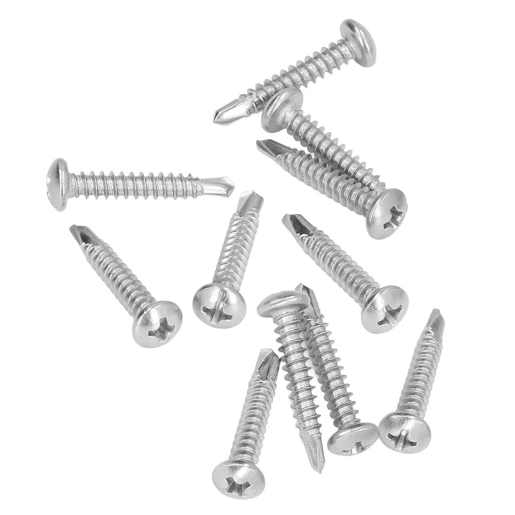 100Pcs Self Drilling Screw Stainless Steel Cross Round Head M4.2x25 Fastener Set Kit