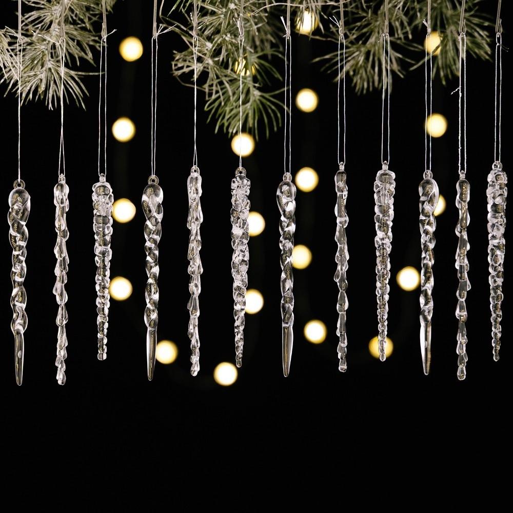 Acrylic Christmas Tree Ornaments Crystal Clear Hanging Pendants Ice Cone Pendant Creative Transparent Icicle Decorations