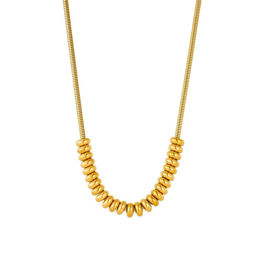 New European and American style punk gold-plated necklace, stainless steel heavy-duty minimalist style, personalized beaded accessory clavicle chain