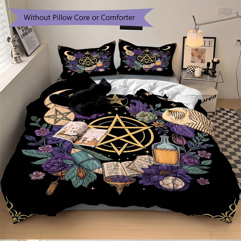 3pcs Flower Art Bedding Set, Including 1 Quilt Cover and 2 Pillow Shams, Without Filling, Soft and Comfortable Home Bedroom N033