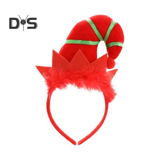 

Обруч для волос в стиле эльфа, яркие цвета, плюшевая нижняя часть шляпы, декоративная повязка на голову, украшение для волос на Хэллоуин, Рождество, эльф красный