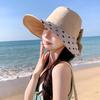 Women's Spring and Summer Elegant and Versatile Large Brimmed Sun Hat Korean Version Polka Dot Bow Fisherman Hat Foldable Outing Basin Hat