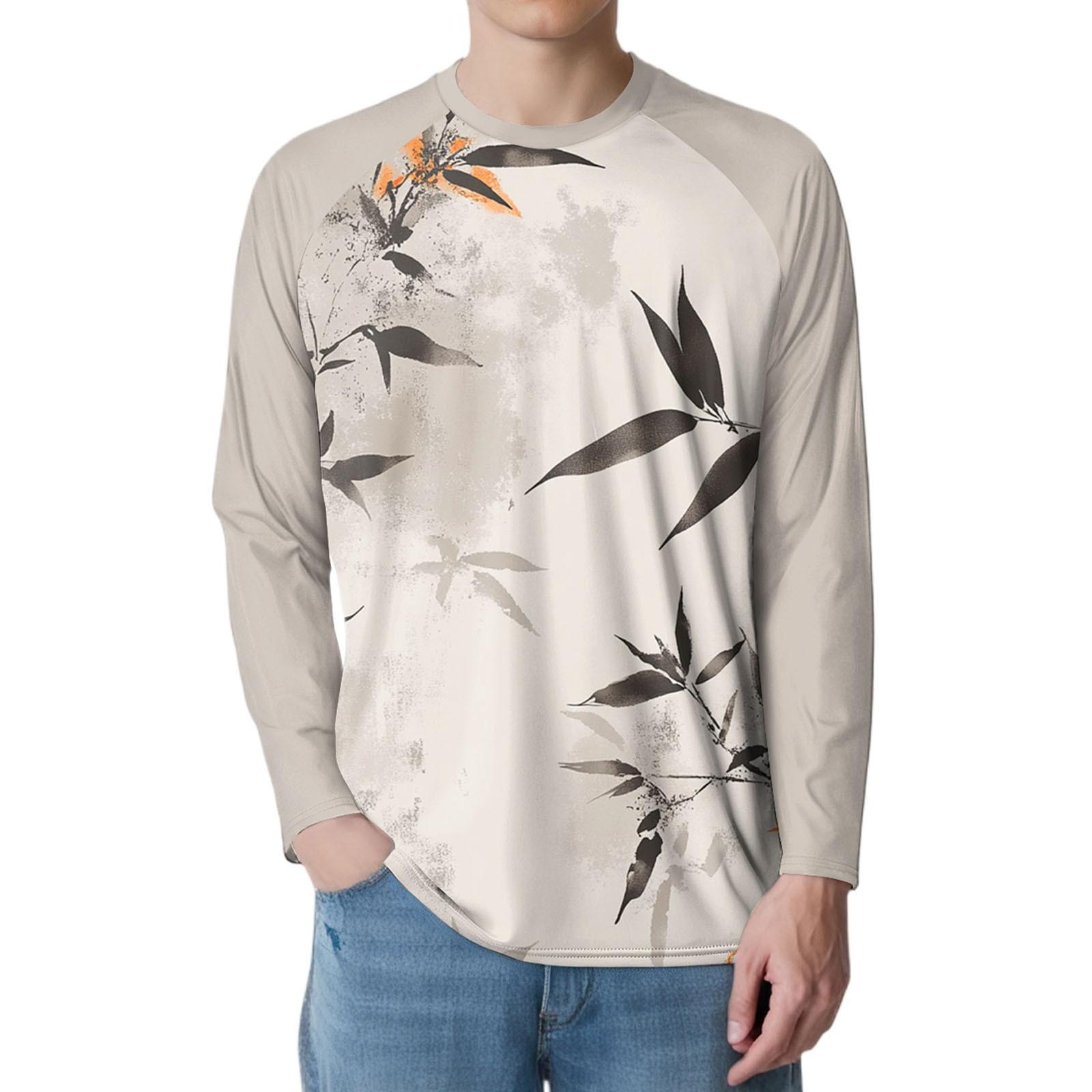 

Мужская мода принтованный реглан длинный рукав спортивный топ XXL