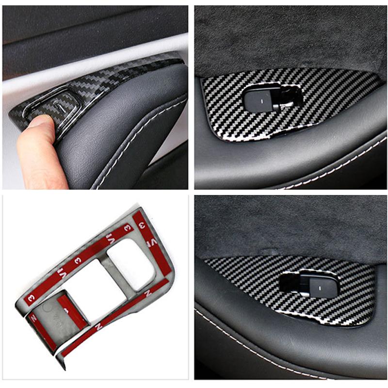 For Tesla Model 3 Model Y Car Window Control Panel Button Decor Sticker 14Pcs Door Switch Trim Frame Cover Car Interior