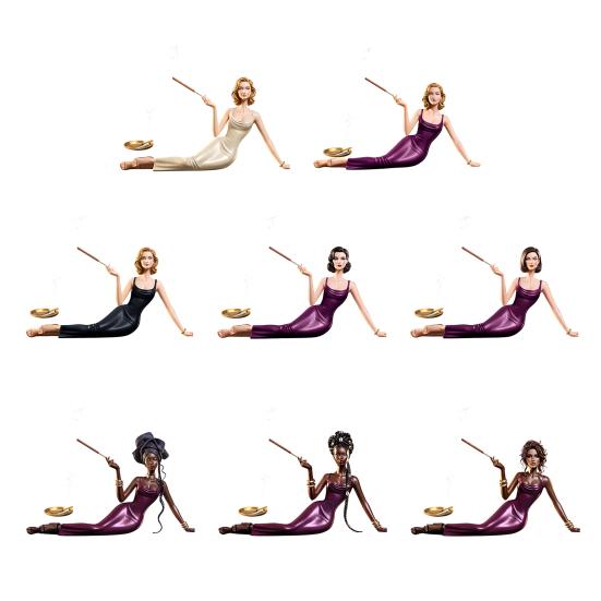 Figurine Dame Porte-encens Résine Sculpture Féminine Élégante Porte-bâtonnet d'encens Support d'encens Décoratif pour Décoration Maison Bureau Idée Cadeau Pendaison de crémaillère