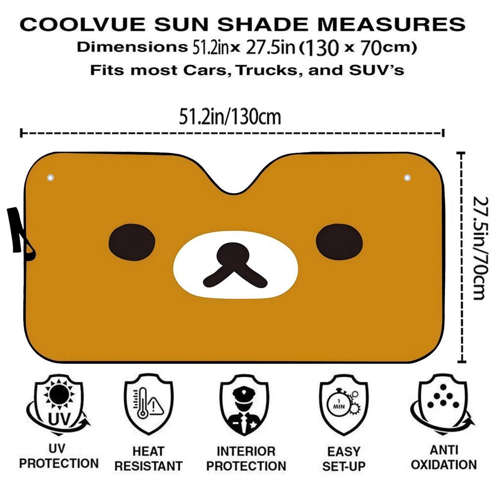Rilakkuma Car Sunshade - Cute Windshield Sun Protection