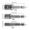 3 Pieces 1/4" 3/8" 1/2" Drive Socket Adapter Alloy Steel DIY for Impact Drivers