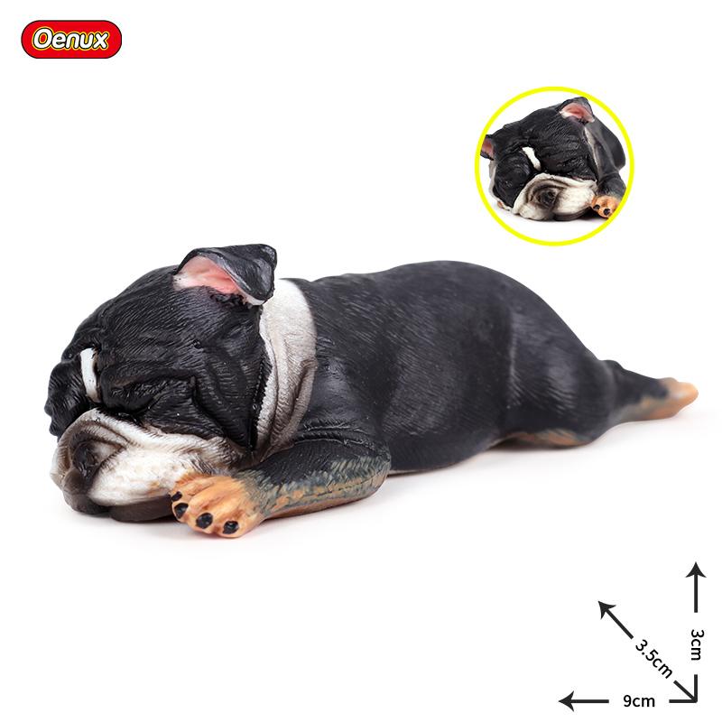 Oenux Lovely French Bulldog Animals Cute Puppy Sleep Lazy Dog Action Figures Model Figurine PVC Home Decoration Education Toy