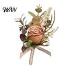 Exquisite Rose Pin Bud Wedding Flower Set, Wrist Corsage for Bride Bridesmaid Durable & Boutonniere Groom Groomsman, Artificial Silk Floral