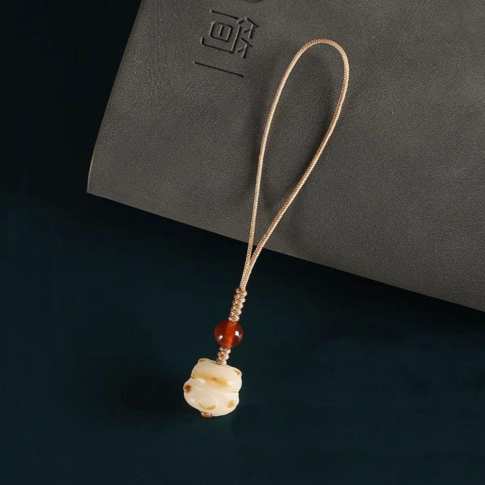 Imitation Vit Bodhi Söt Kattass Lycklig Katt Mobiltelefonkedja Nyckelband Hänge Flickor Kreativt Mobilskal Nyckelring