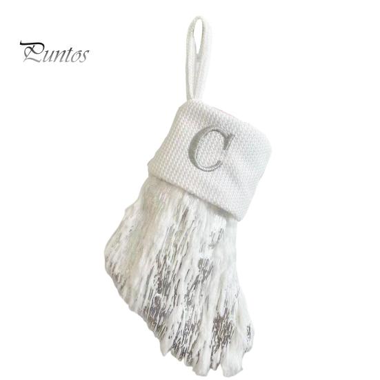 1ks vánoční bílá punčocha dopisní výšivka pletené ručně vyráběné opakovaně použitelné vánoční stromeček závěsný dárkový sáček punčochový přívěsek party sváteční dekorace