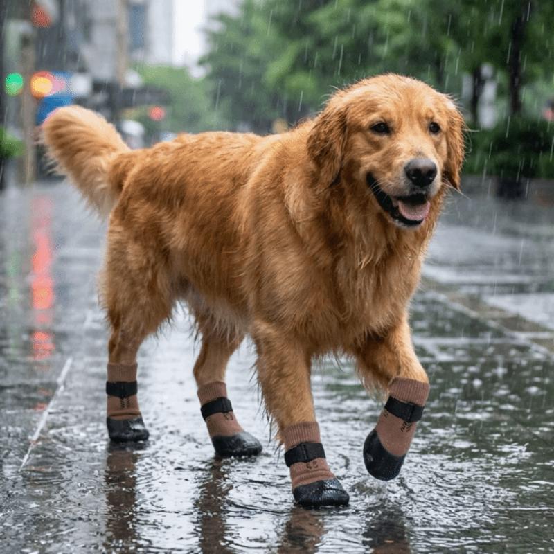 4PCS Breathable Waterproof Dog Socks Shoes Wear Resistant Dirt-Resistant Dog Paw Protector Adjustable Pet Shoes Covers Rain