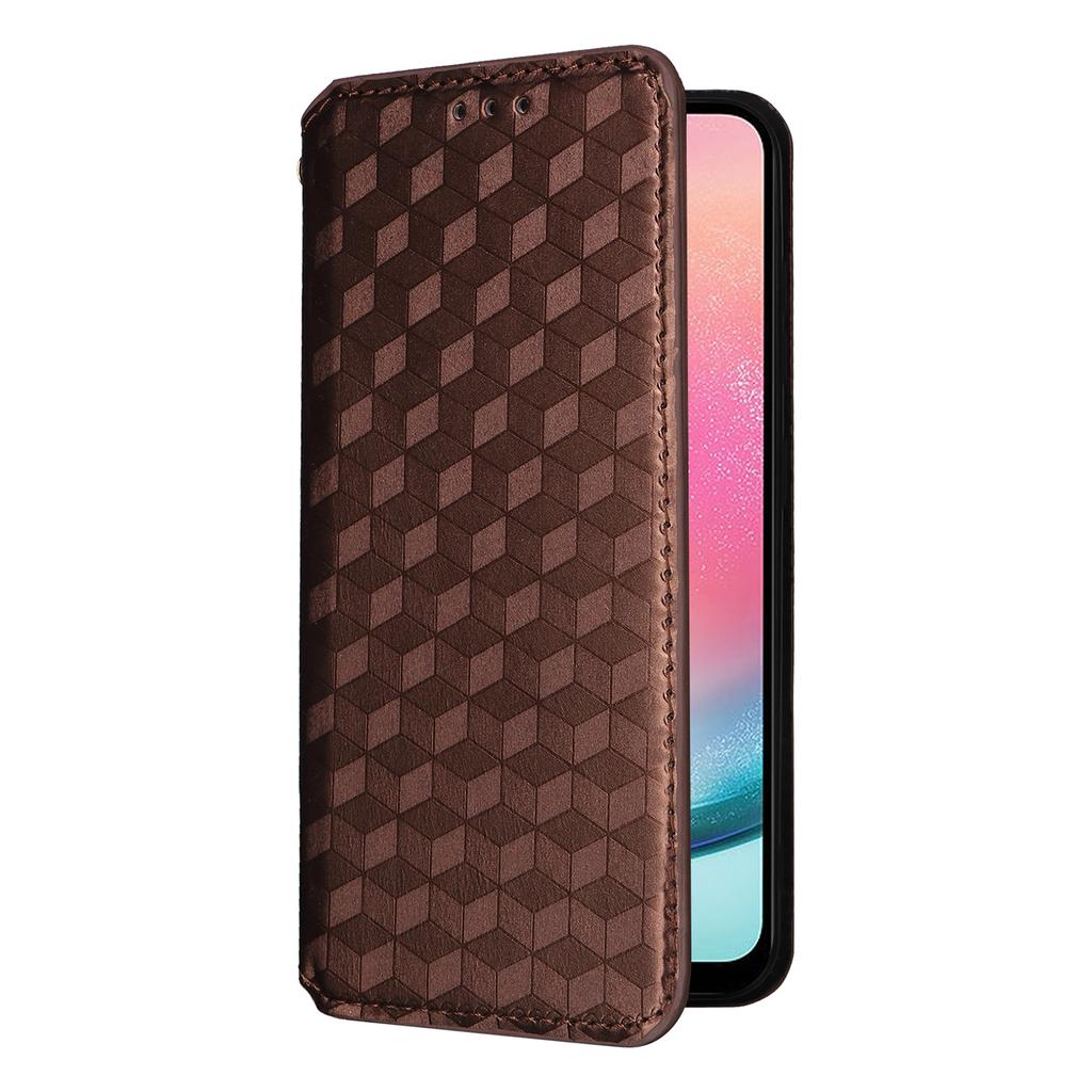 Für Samsung Galaxy S25+ Hülle Brieftasche Rauten geprägtes Leder Handyhülle