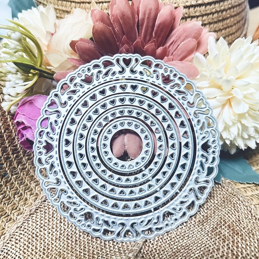 5 Stück/Set Runder Herzförmiger Rahmen Hintergrund Metall Stanzschablonen Schablone für DIY Scrapbooking Fotoalbum Prägepapier Karten Handwerk Stanzteile