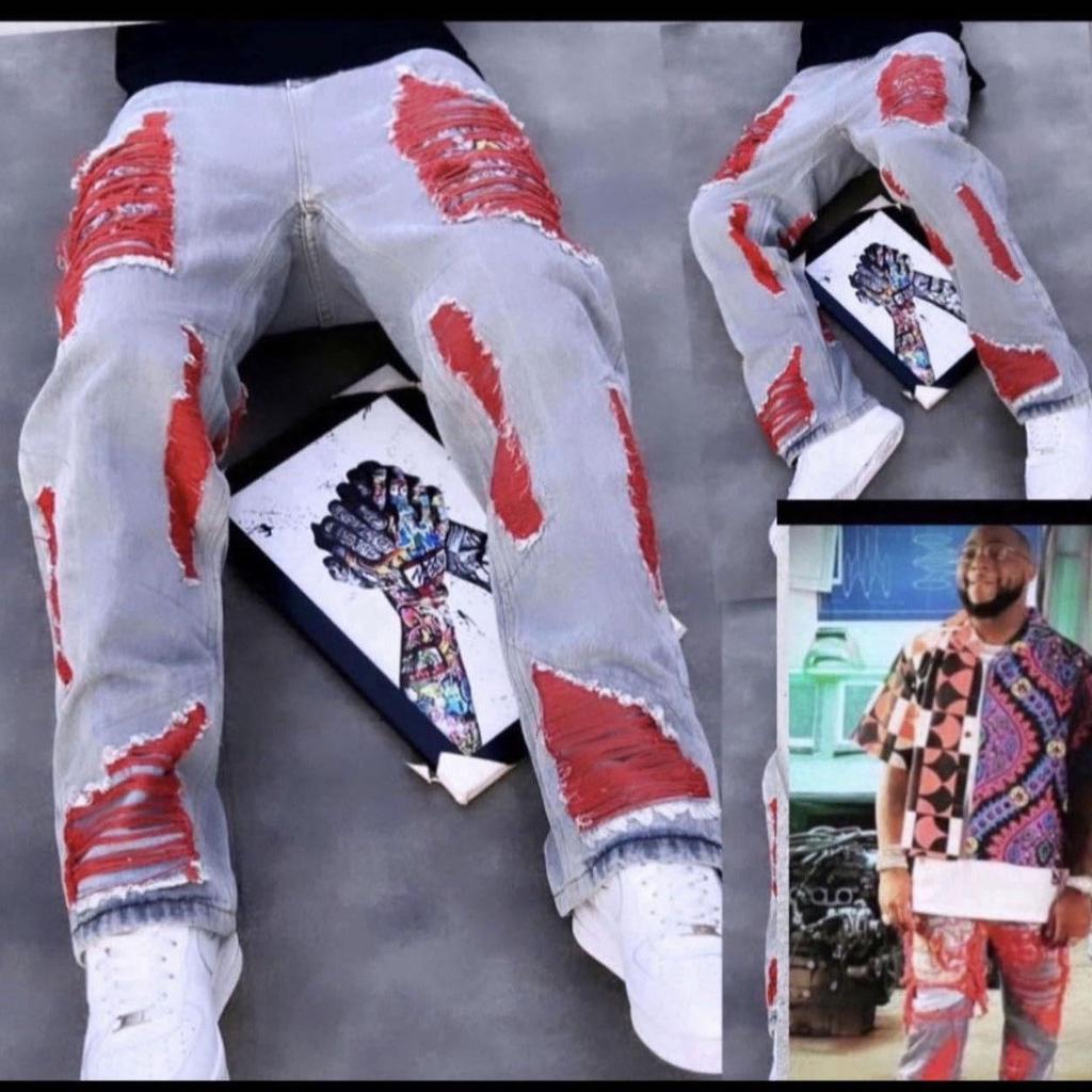 Hip-Hop Ripped Embroidered Jeans - Loose Fit, Trendy Niche Design