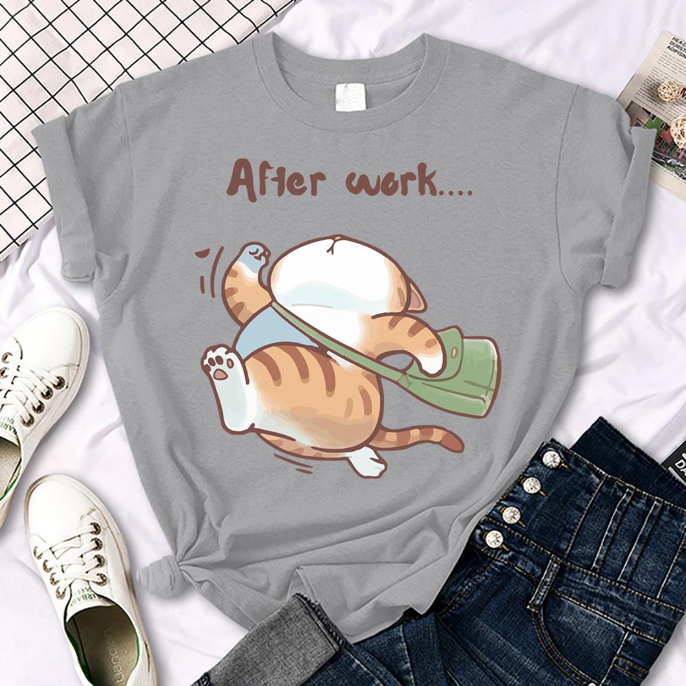 The Cat That Runs After Work Printed Womens T-Shirt Summer Cool Short Sleeve Crewneck Trendy Clothing Hip Hop Casual Streetwear