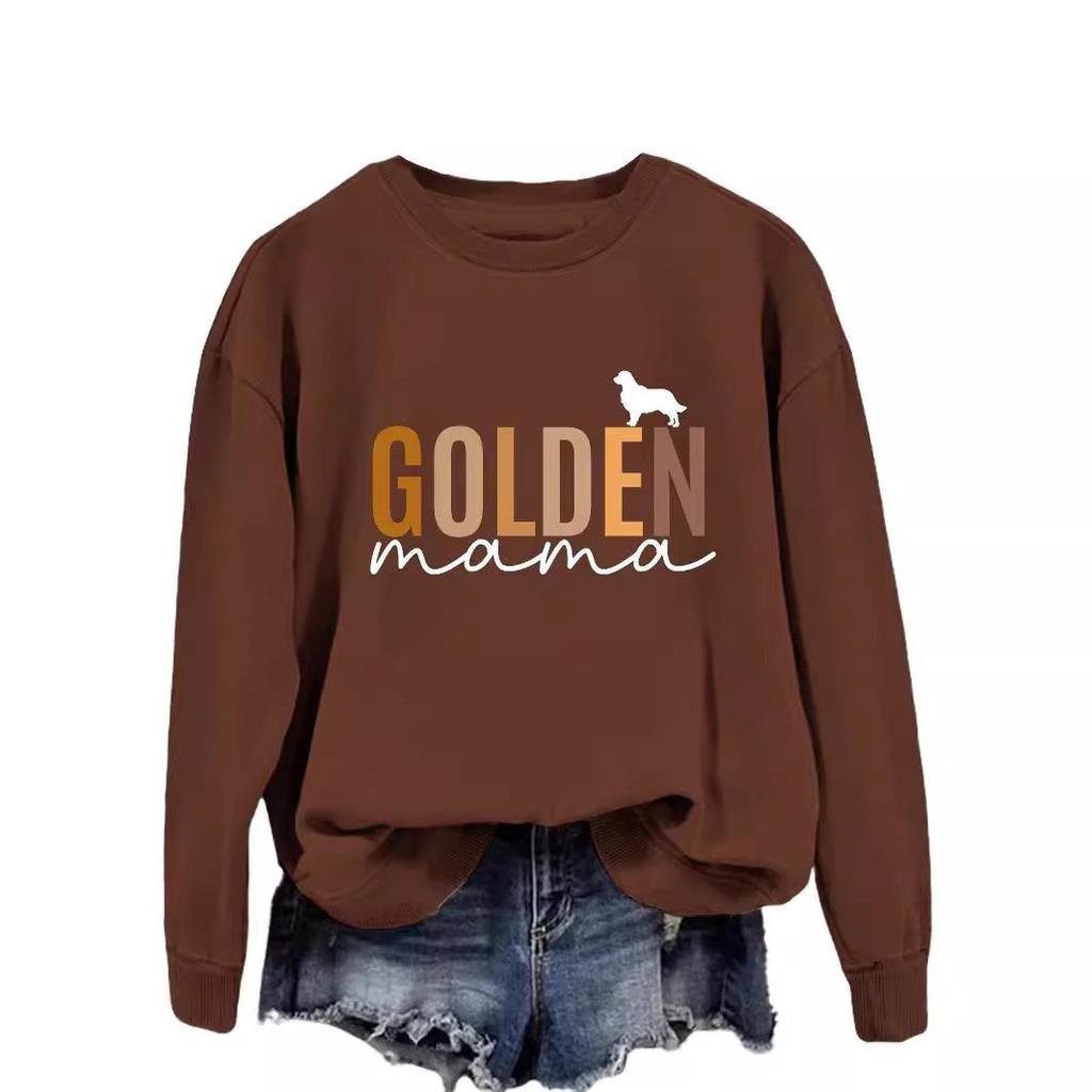 GOLDEN Mama European & American Women's Long-Sleeve T-shirt Pullover Sweatshirt for Spring & Autumn