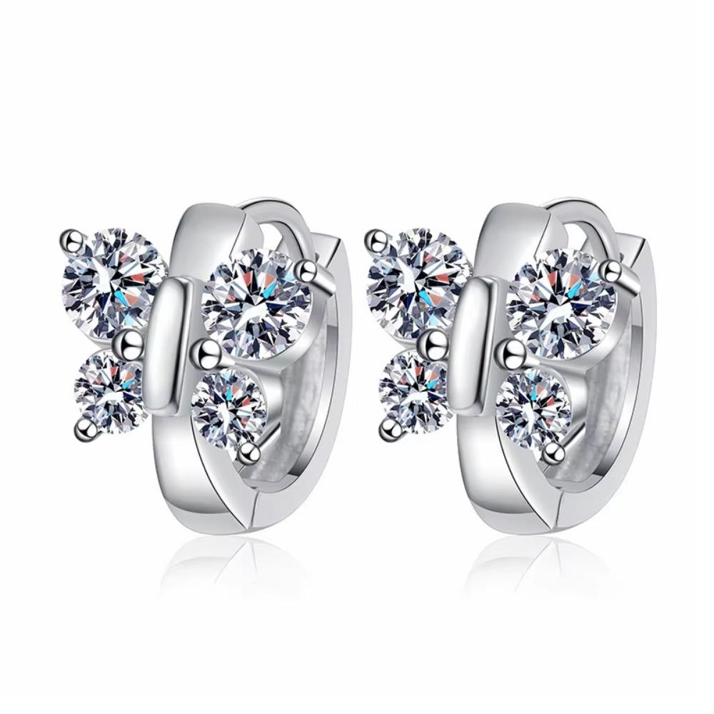925 Silver Butterfly Stud Earrings for Women Wedding Engagement Luxury Zircon Jewelry Gift