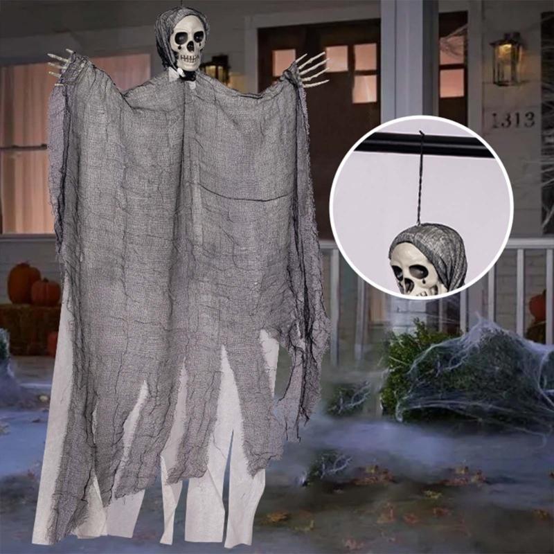 Scary Halloween Skull Hanging Ghost Party Decoration Creepy Skull Ghost Pendant for Halloween Themed Parties