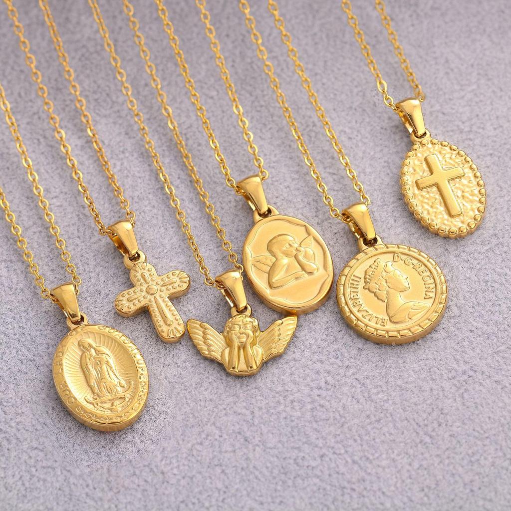 Stainless Steel 3D Angel Pendant Necklace - Women's Clavicle Chain